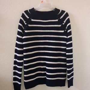 Navy and white striped sweater